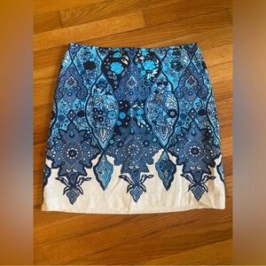 Ann Taylor Blue Multi Paisley Print Skirt